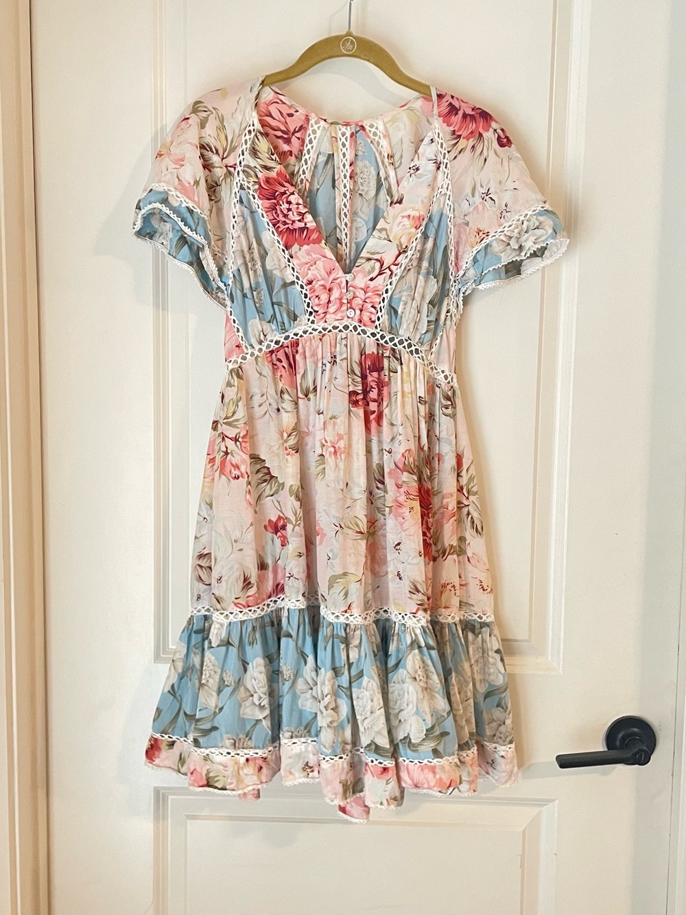 Zimmerman Georgia Floral mixed print Ruffled Tiered Mini Dress Silk & cotton XS